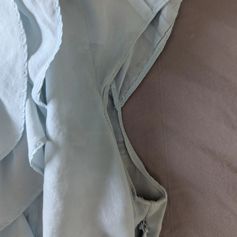100% Silk - Karen Millen Pale Blue Sleeveless Blouse Good Condition - Picture 3 of 6